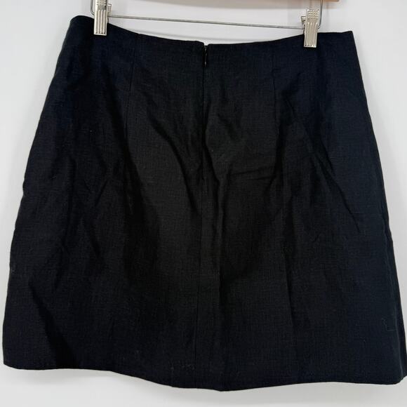 Banana Republic BR Skirt Linen Mini Wrap Button Black Professional nwt Size 8 - Picture 4 of 6